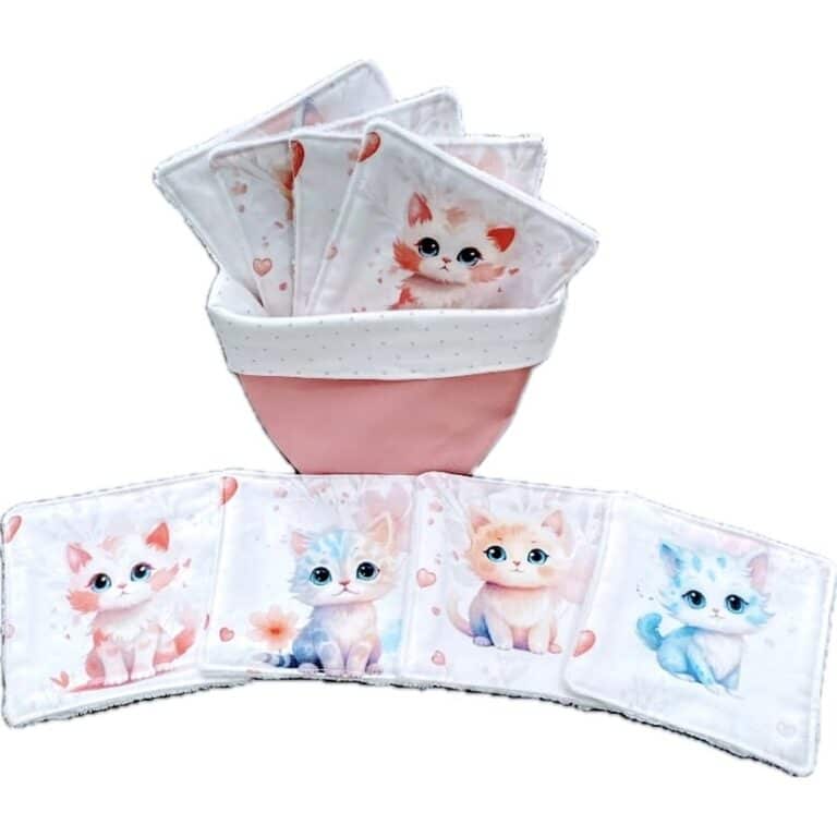 Lot de 8 lingettes et son bac de rangement rose Ref: 150824